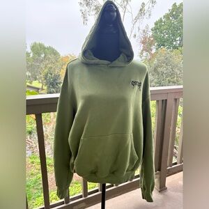 Revenge Small Logo Embroidered Hoodie Army Green size Small Streetwear